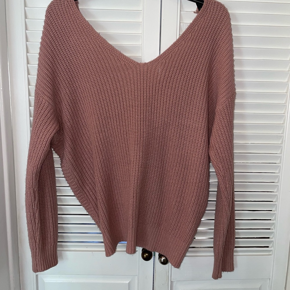 Pink open back sweater